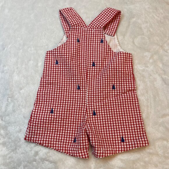 Adventurewear 360 Anchor Embroidered Gingham Romper Boys Size 12M 100% Cotton - Picture 8 of 9